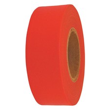 Flagging Tape, No Legend, Red, 1 3/16 in Wide x 300 ft Length, Polyethylene, 2