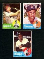 1963 Topps HOF Hitters Lot(3) McCovey Kaline Yastrzemski Giants Tigers Red Sox