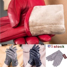Fashion Women's Winter Warm Leather Gloves Lining Thermal Insulation Lambskin US