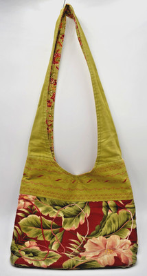 Artisan Made Boho Sling Bag Floral Embroider Hippie Shoulder Bag Tote Hibiscus