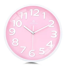  12 Inch Silent 3D Numbers Wall Clock for Living Room Decor, Battery Pink