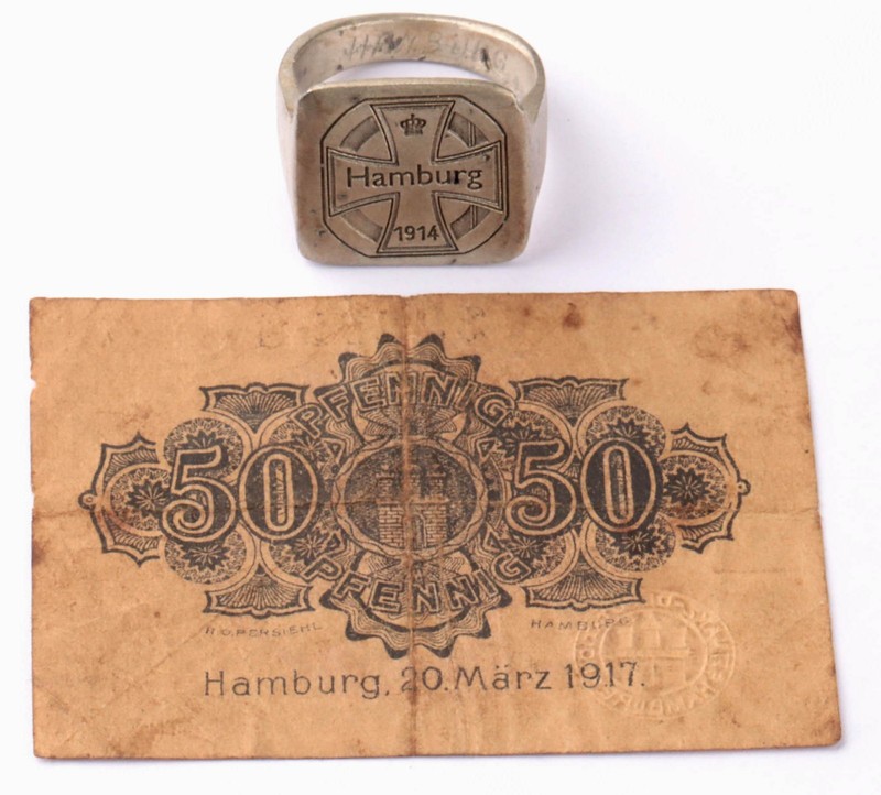 Hamburg 1914 Weimar Republic German ring Notgeld note Emergency Money Pfennig