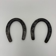 Pair Vintage Diamond Hot Forged Steel Horseshoes Size 00 Rustic Farm Decor