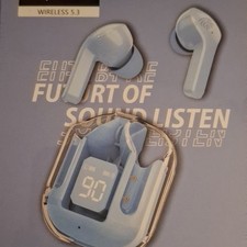 Bluetooth 5.3 Wireless Earbuds In-Ear Blue Charging Case Digital Display