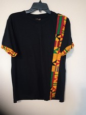 African Ankara Print T-Shirt S Black Tribal Band Tee