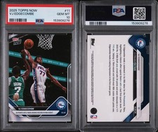 VJ EDGECOMBE RC 2025 Topps Now #11 76ers Debut Dunk On Jaylen Brown PSA 10