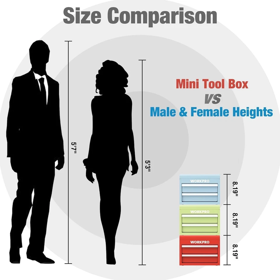 Compact Red Mini Tool Box with 2 Drawers and Top Storage for Easy Organization - Image 4 of 4