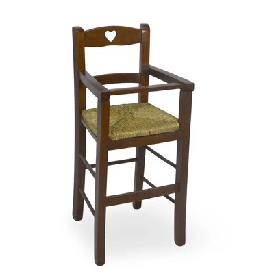 OKAFFAREFATTO Seggiolone in legno noce scuro sediolone con schienale a cuore seduta in paglia