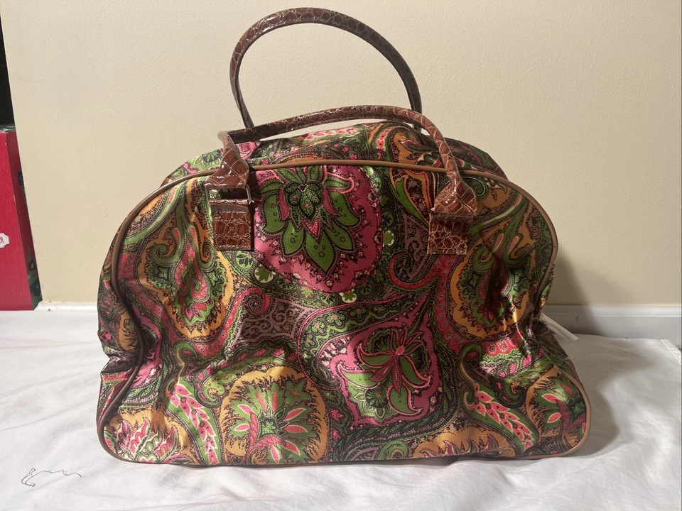 NUEVO CON ETIQUETAS KATHY VAN ZEELAND Marrón Southern Bell Paisley Bolso de Lona Rodante Viaje 22" Foto 2 de 4