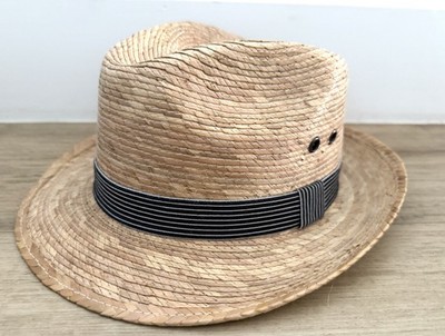 NEW! Peter Grimm Men's Arsenio Palmilla Straw Fedora Hat w/ Elasta
