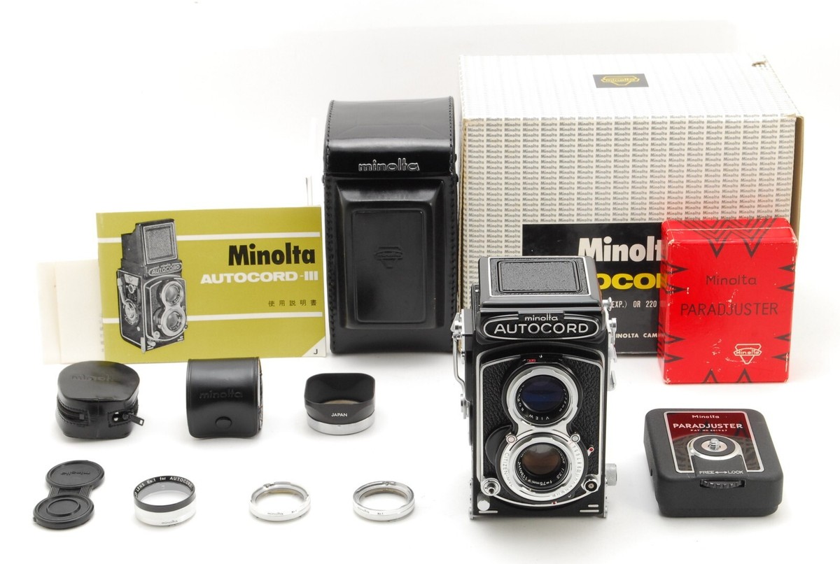 MINT Case,Box】 Minolta Auto Cord III TLR 75mm F3.5 w/Case, Hood