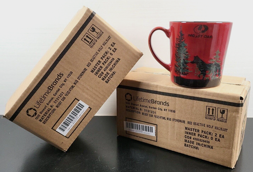 4 Mossy Oak Red Reactive Wolf Mugs Set 16 Oz Cups Hunt Camp Fish Outdoor Lot NEW - Picture 2 of 24