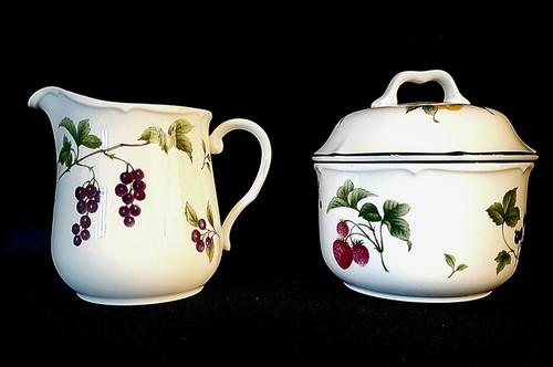 NORITAKE OBST PARFAIT GALA KÜCHE SAHNEKÄNNCHEN UND ZUCKERDOSE MIT DECKEL JAPAN - Bild 2 von 5