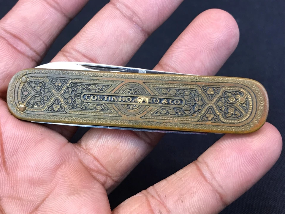 RARE Vintage SOLINGEN POCKET KNIFE Engraved COUTINHO CARO & CO. 3 Blades GERMANY - Image 4 of 4