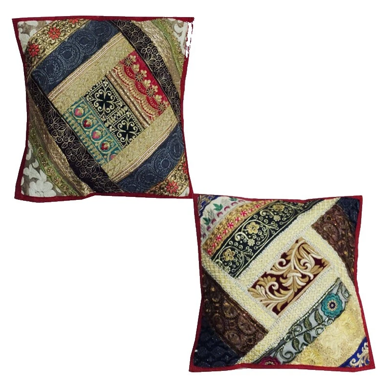 Patchwork Beaded Square Home Décor Pillows