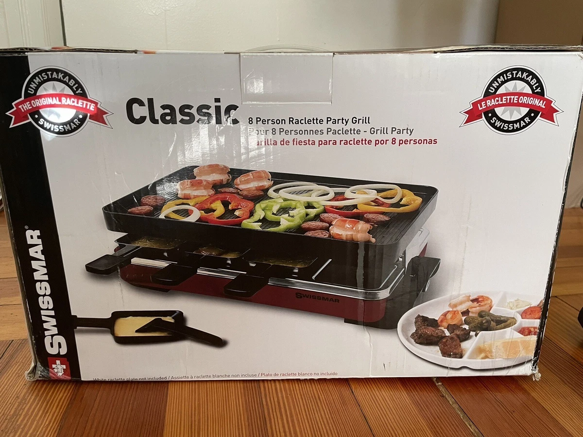 New SWISSMAR Classic 8 Person Red Raclette Grill with Granite Stone Top  56975019745