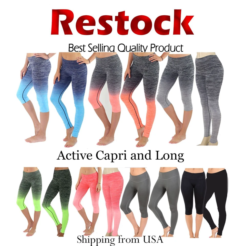 Mujeres Ombre Capri Leggings Recortados Pantalones de Yoga para Gimnasio Fitness Entrenamiento Ropa S M L Foto 4 de 4