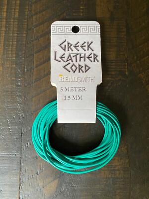 Beadsmith 1.5mm Round Aqua Greek Leather Cord (5 meters)