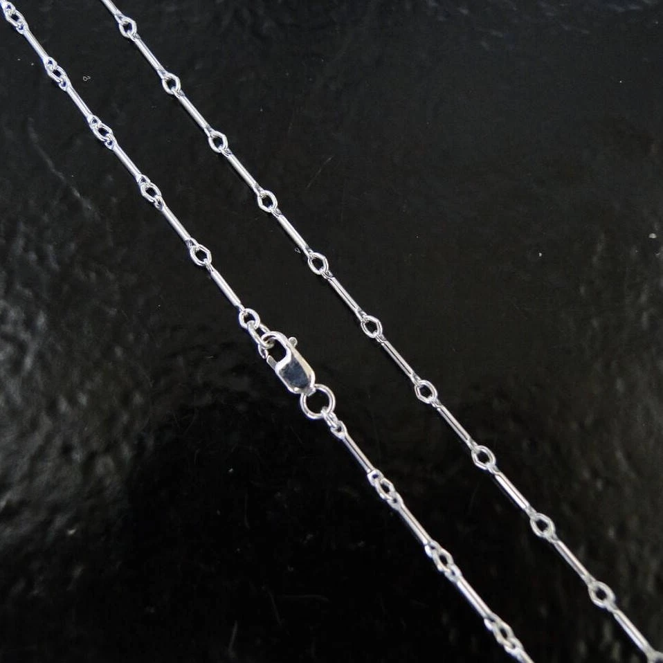 17 Inch .925 Sterling Silver 8mm Bar and Ring Chain Necklace eBay