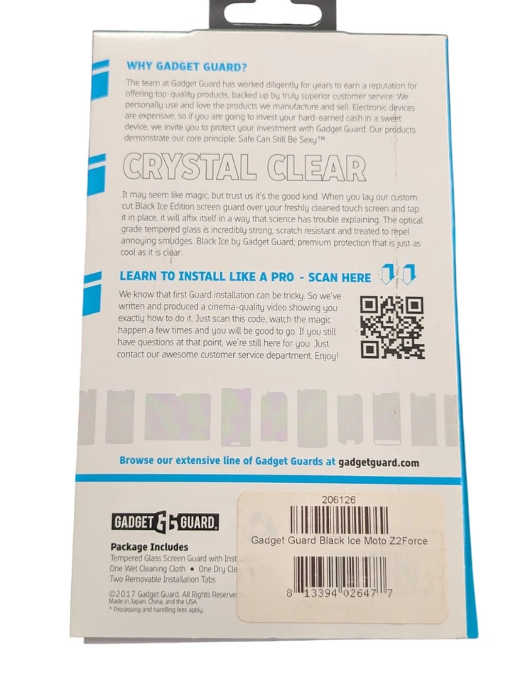 F4. Vidrio templado GadgetGuard Black Ice Edition para Motorola Moto Z2 Force Edit Foto 2 de 2