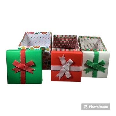 Barrington Studios Set of 3 Nested Boxes Holiday Christmas 5 3/4