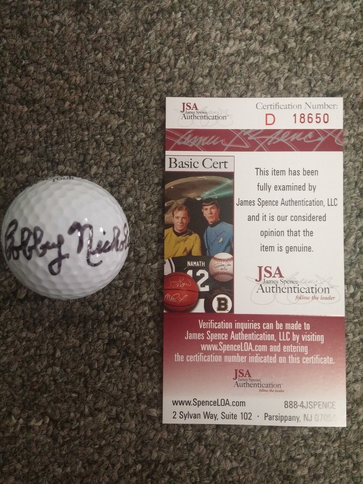 Bobby Nichols Autographed Signed Golf Ball JSA Authentication 
