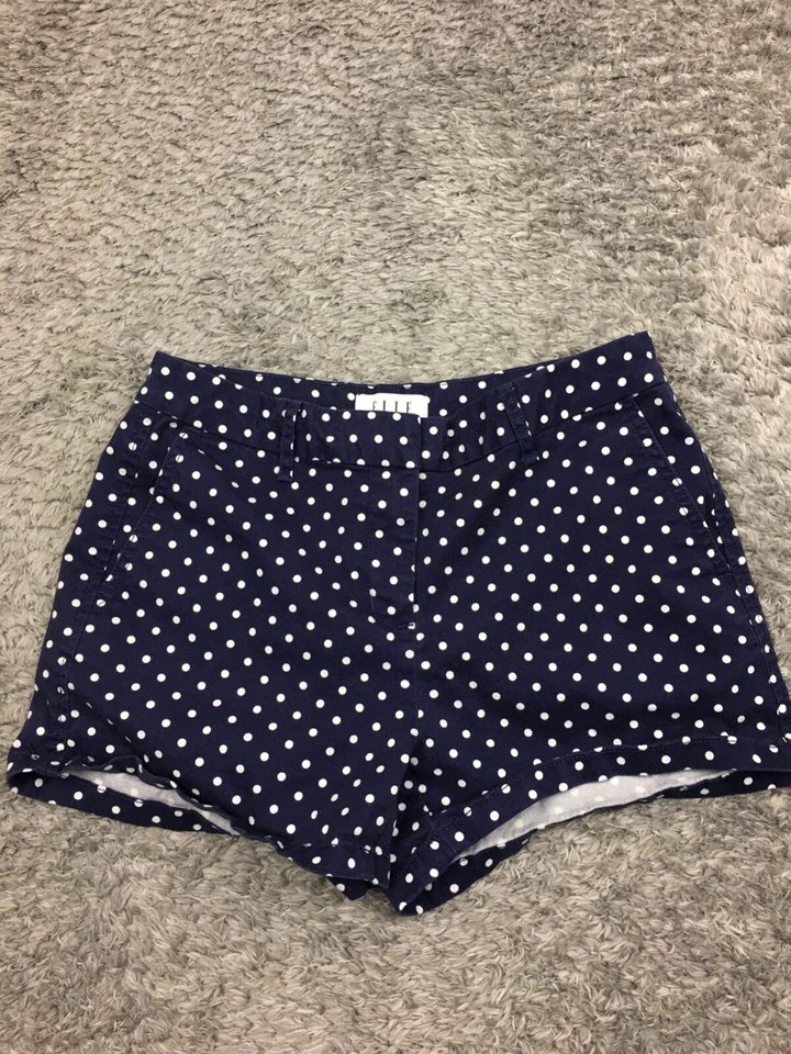 Pantalones Cortos Chinos Elle Para Mujer Talla 2 Azul Blanco Lunares Sarga Caqui Midi Foto 3 de 4