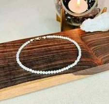 Genuine White Moonstone Tiny Anklet Balancing Stone Reiki Healing Ladies Gift
