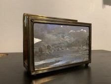 Vintage Letter Rack Brass And Wood With A Scene On