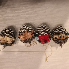 Set of Four Woodland Pinecone Christmas Ornaments