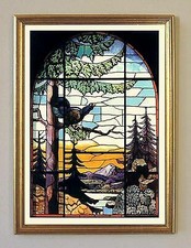 Koran Balz Tiffany sztuka szkła faksymile butten polowanie 111 w złotej ramie