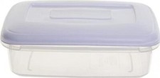Image of Clear Plastic White Lid Container Storage Box Airtight Kitchen Food Freezer Tub
