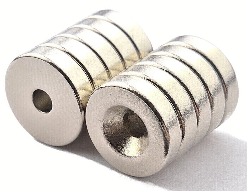 Strongest Magnets - Neodymium Magnets - Countersunk Ring - VARIOUS SIZES - Disc