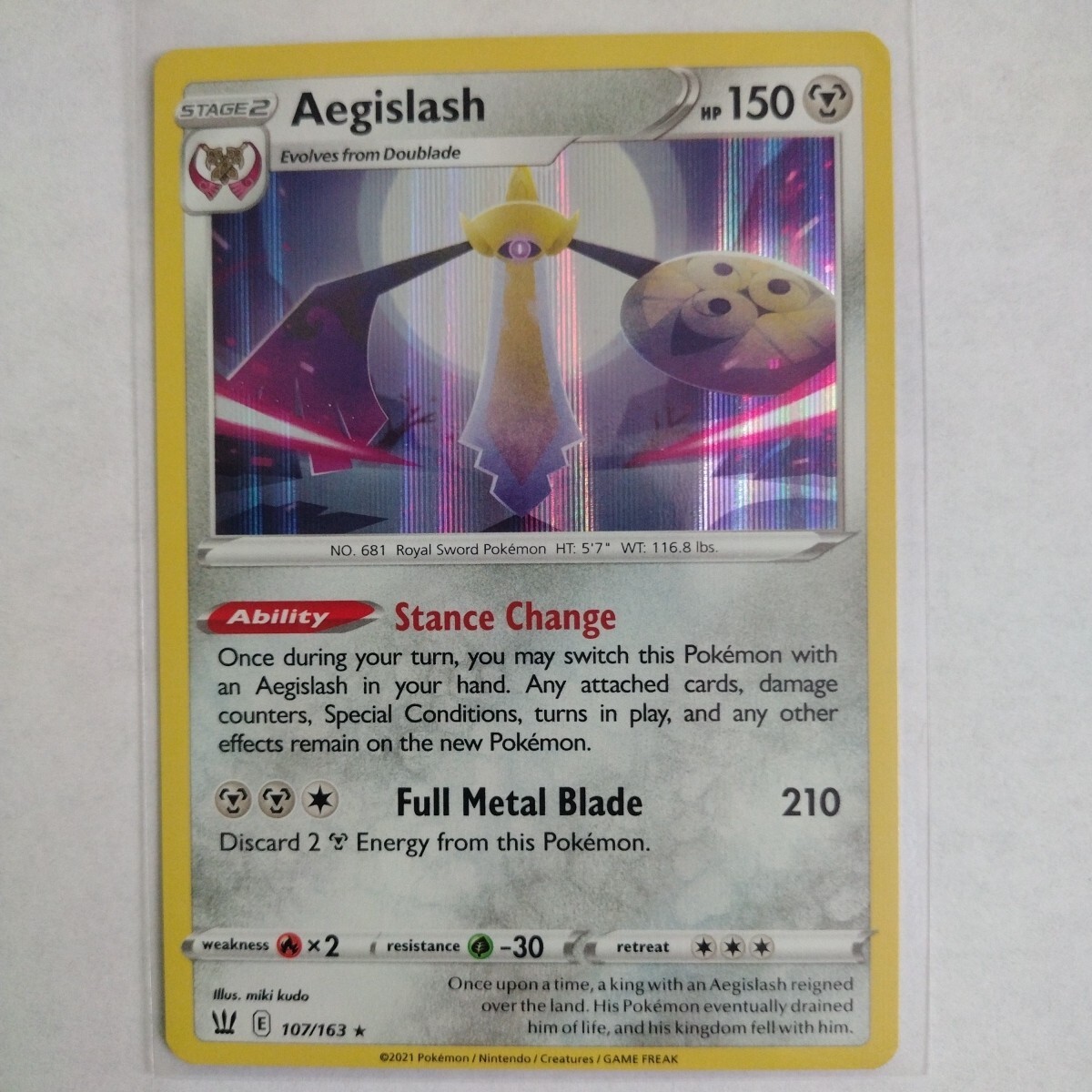 Pokemon Aegislash Battle Styles 107/163 Holo Rare - Same Day Shipping!