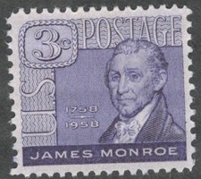 US. 1105. 3c. James Monroe (1758-1831) 5th President of the US. MNH. 1958