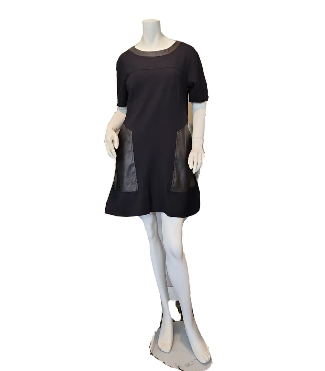knee length dresses for ladies BCBG KARLEE FAUX LEATHER SHIFT DRESS  Arelia's Dream