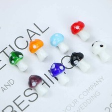 5 Mushroom Beads Lampwork Glass Miniatures Nature Pendants 16mm Assorted