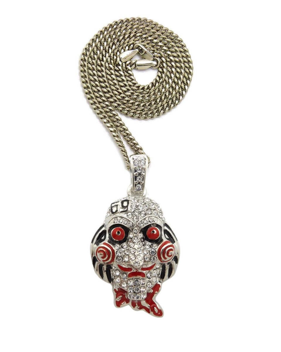 SILVER TEKASHI 69 SAW PENDANT BOX ,ROPE ,CUBAN CHAIN NECKLACE HIP