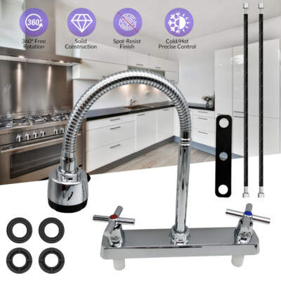 Kitchen Sink Faucet with Flexible Arc 360° Sprayer Mixer Tap hot&cold Water 