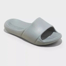 Unisex Gray Slide Sandals Soft Cushion Slip On Pool Shower Summer Beach Shoes