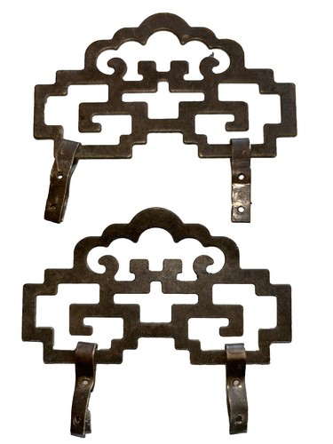 Brass Oriental Style Picture Frame Hangers Hooks Set of 2 Hardware - 第 1/2 張圖片