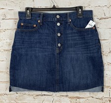 New Gap denim mini skirt womens sz 30 button fly fray raw hem jean
