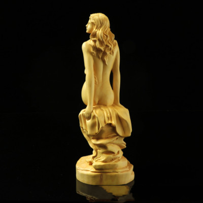 Handmade Boxwood Carved Chinese Natural Statue, Exquisite Character Beauty