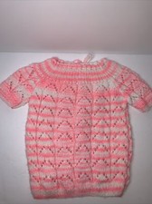 Vintage Handmade Girls 12 Month - 2T Pullover Sweater Short Sleeve Pink OOAK