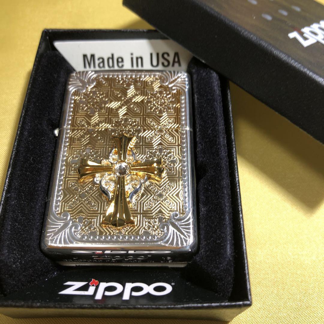 Zippo Oil Lighter Cross Metal Silver/Gold 20CMD-SG Double-sided processing Zippo Oil Lighter Cross Metal Silver/Gold 20CMD-SG Double-sided processing