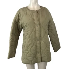 LUCKY BRAND ~ WOMENS SMALL ~ TAN QUILTED BUTTON UP CHORE BARN COAT JACKET