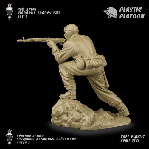 PLASTIC PLATOON Soviet Paratroopers WW2 Toy soldiers 1:32 Soft Plast New - Photo 6/18