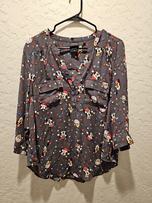 Disney Christmas Mickey Mouse And Friends 3/4 SLEEVE BLOUSE Torrid 0x L  12