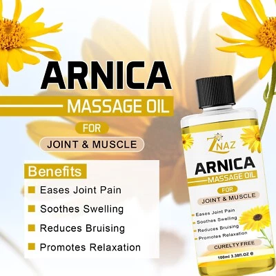 ZNAZ 100% Natural Arnica Oil – Therapeutic – Relief for Muscle Pain, Bruises & Skin