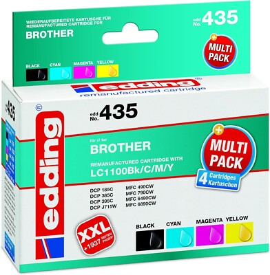 edding Druckerpatrone EDD435 ein Multipack - Schwarz, Cyan, Magenta, Gelb